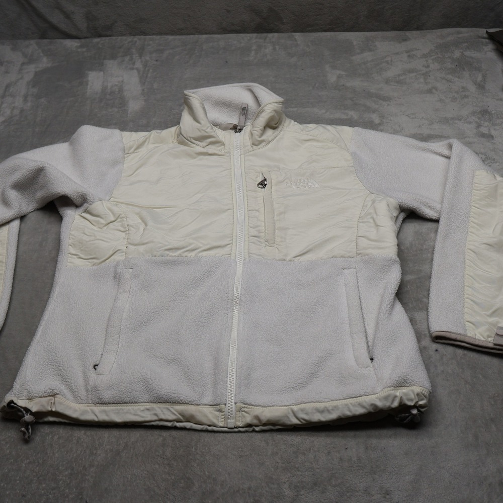 North Face Jacket Womens Medium White Full Zip Fleece Denali Hybrid Outdoor Hike